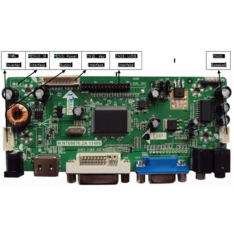 M.NT68676.2A(HDMI+DVI+VGA+Audio) LCD/LED Controller Board
