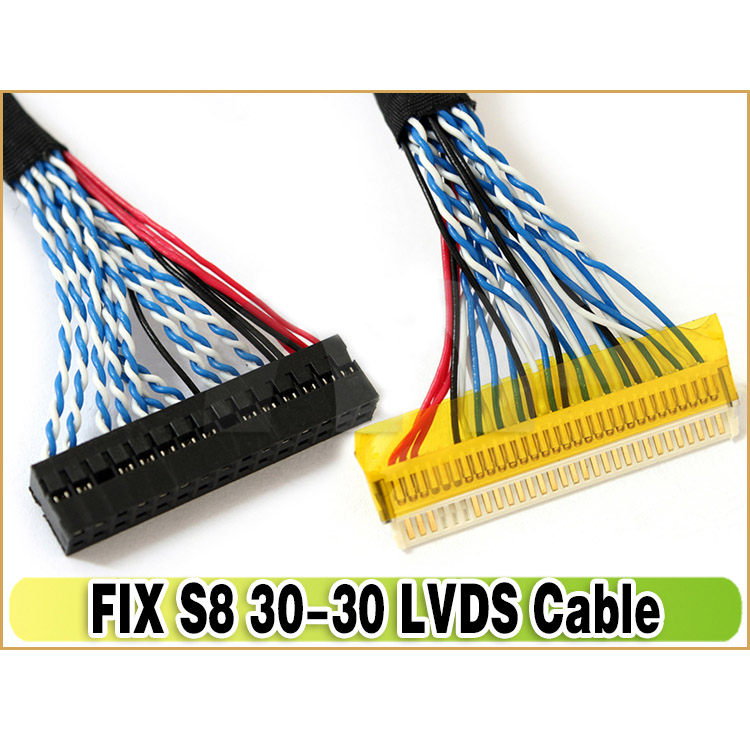 LVDS Cable FIX-30P-S8 1.0mm Pitch 30-Pins Dual 8-bit for LCD Controller to Panel